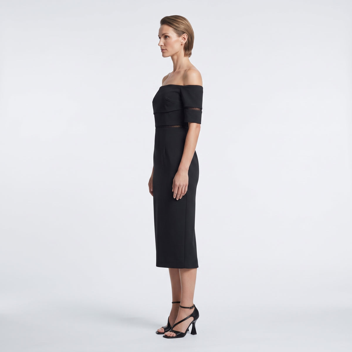 Off-Shoulder Black Pencil Dress