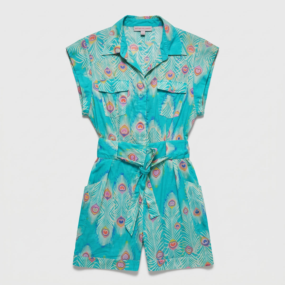Peacock Print Utility Playsuit
