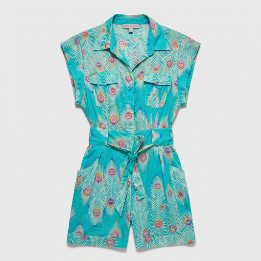 Peacock Print Utility Playsuit