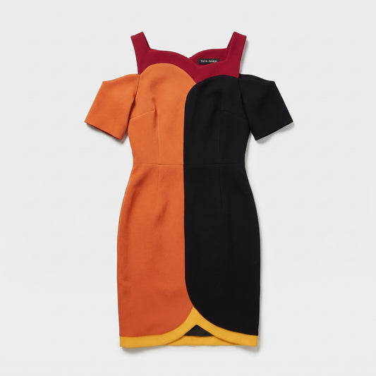 Colorblock Cold Shoulder Sheath Dress