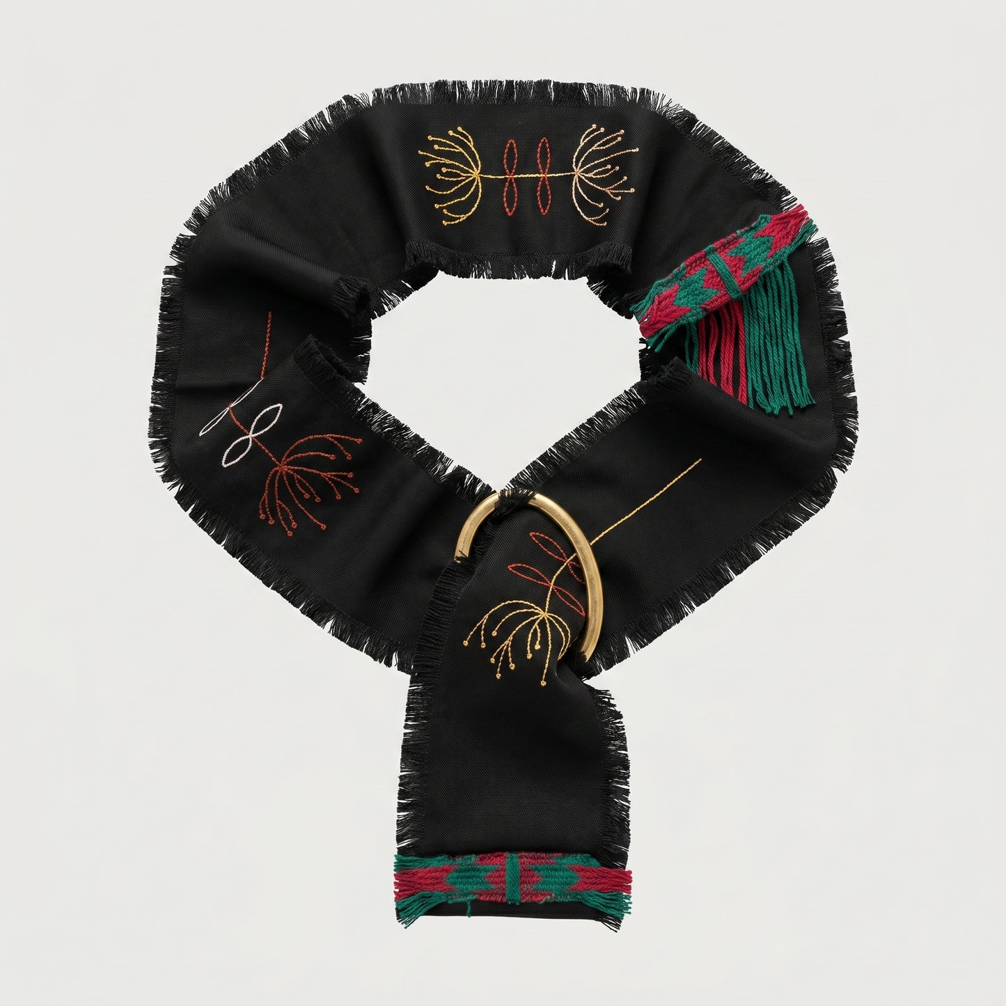 Embroidered Fabric Buckle Belt