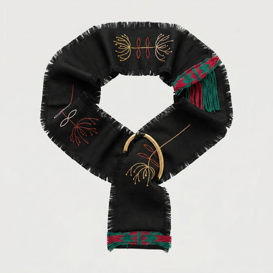 Embroidered Fabric Buckle Belt
