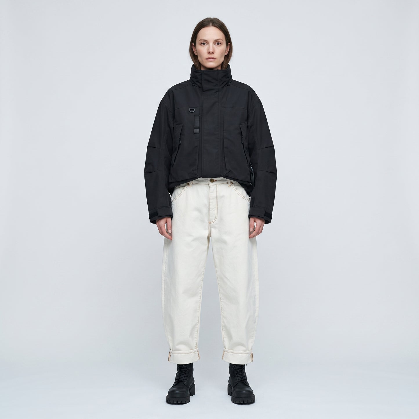 High-Waisted Off-White Barrel Jeans