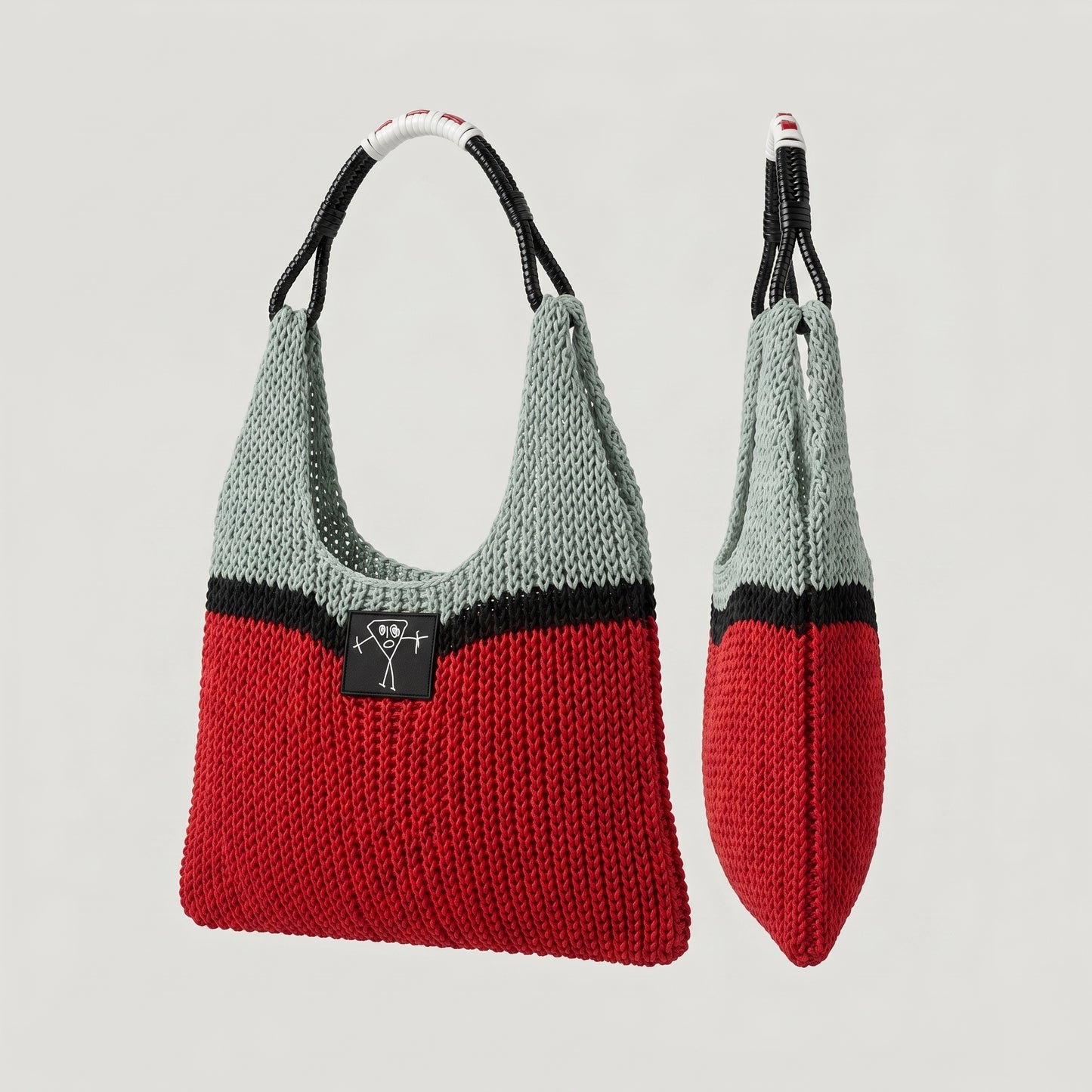 Tricolor Knit Shoulder Bag