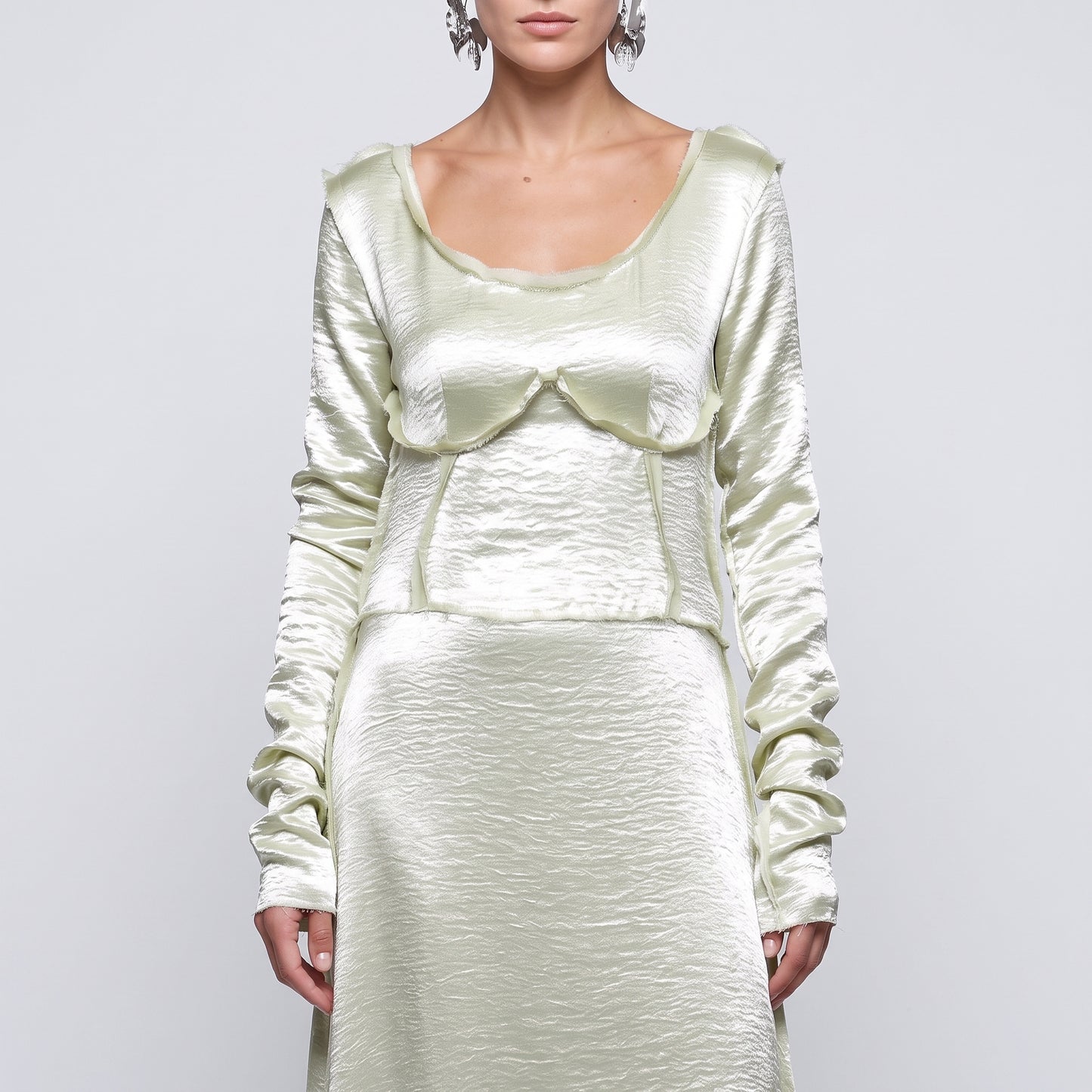 Satin Bustier Midi Dress