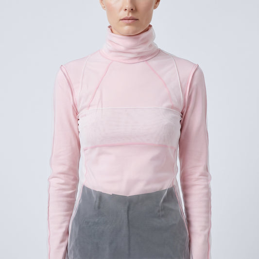 Layered Mesh Turtleneck Top