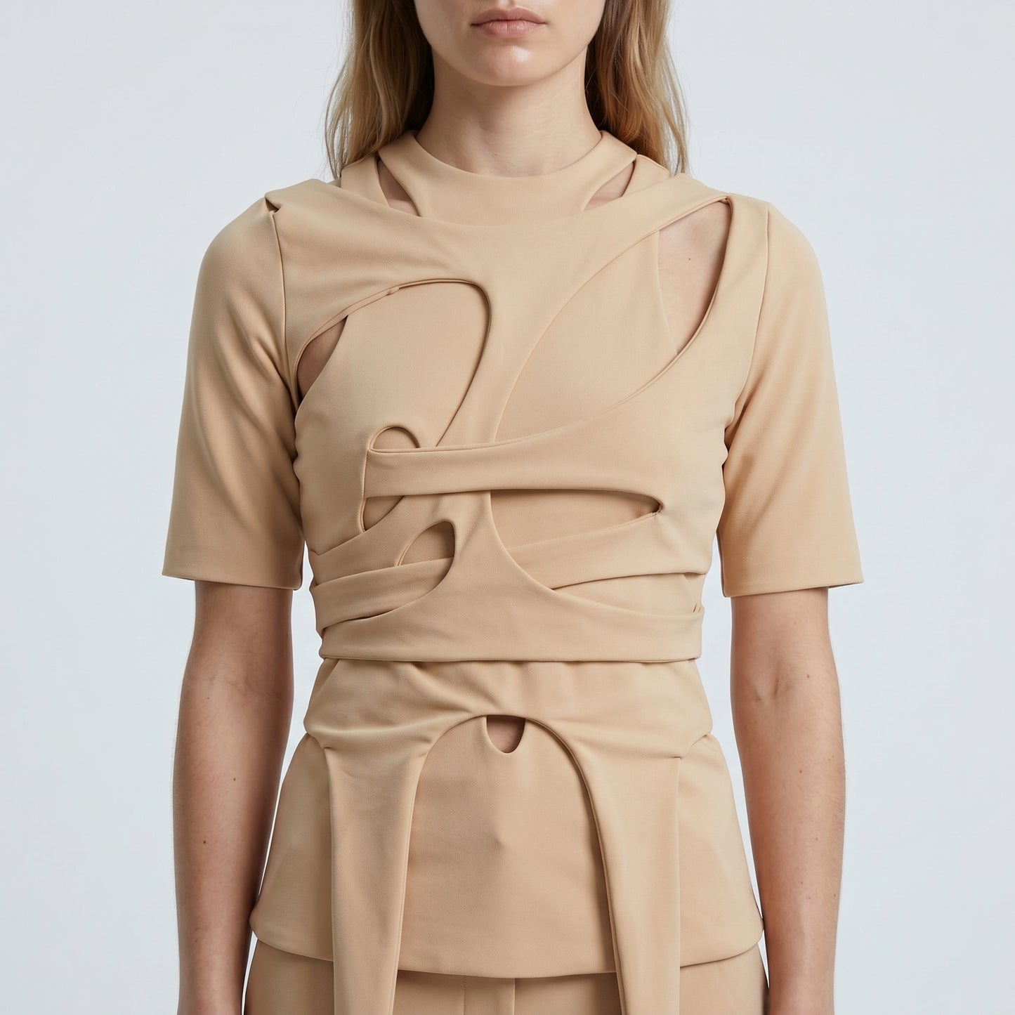 Abstract Cutout Jersey Top