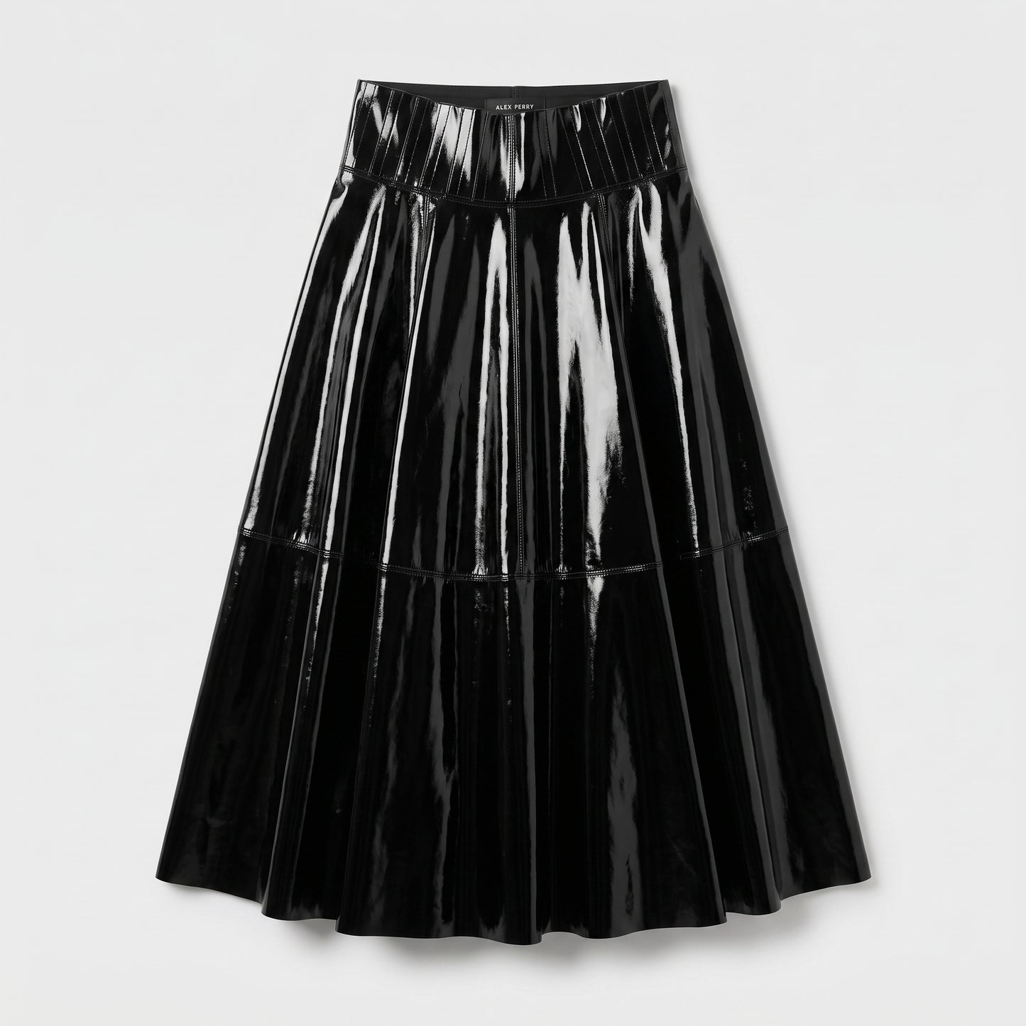 High-Waisted Patent Midi Skirt