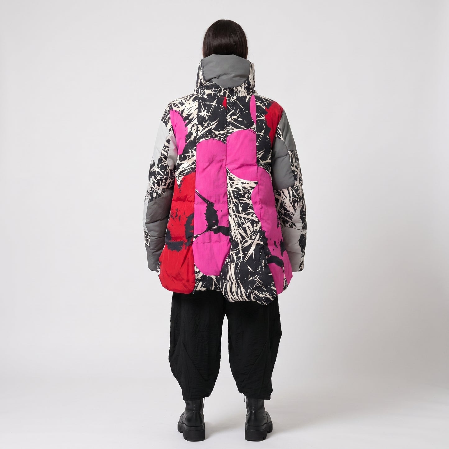 Abstract Print Puffer Jacket