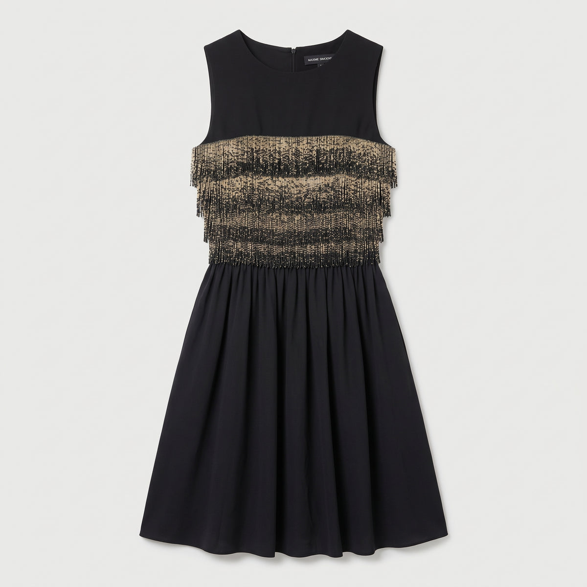 Fringed Embellished Sleeveless Mini Dress