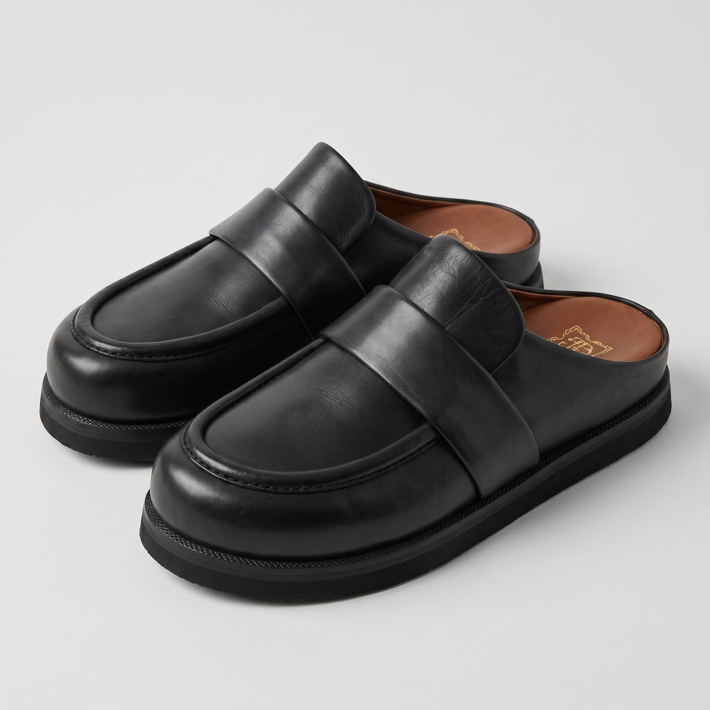 Leather Backless Loafer Mules