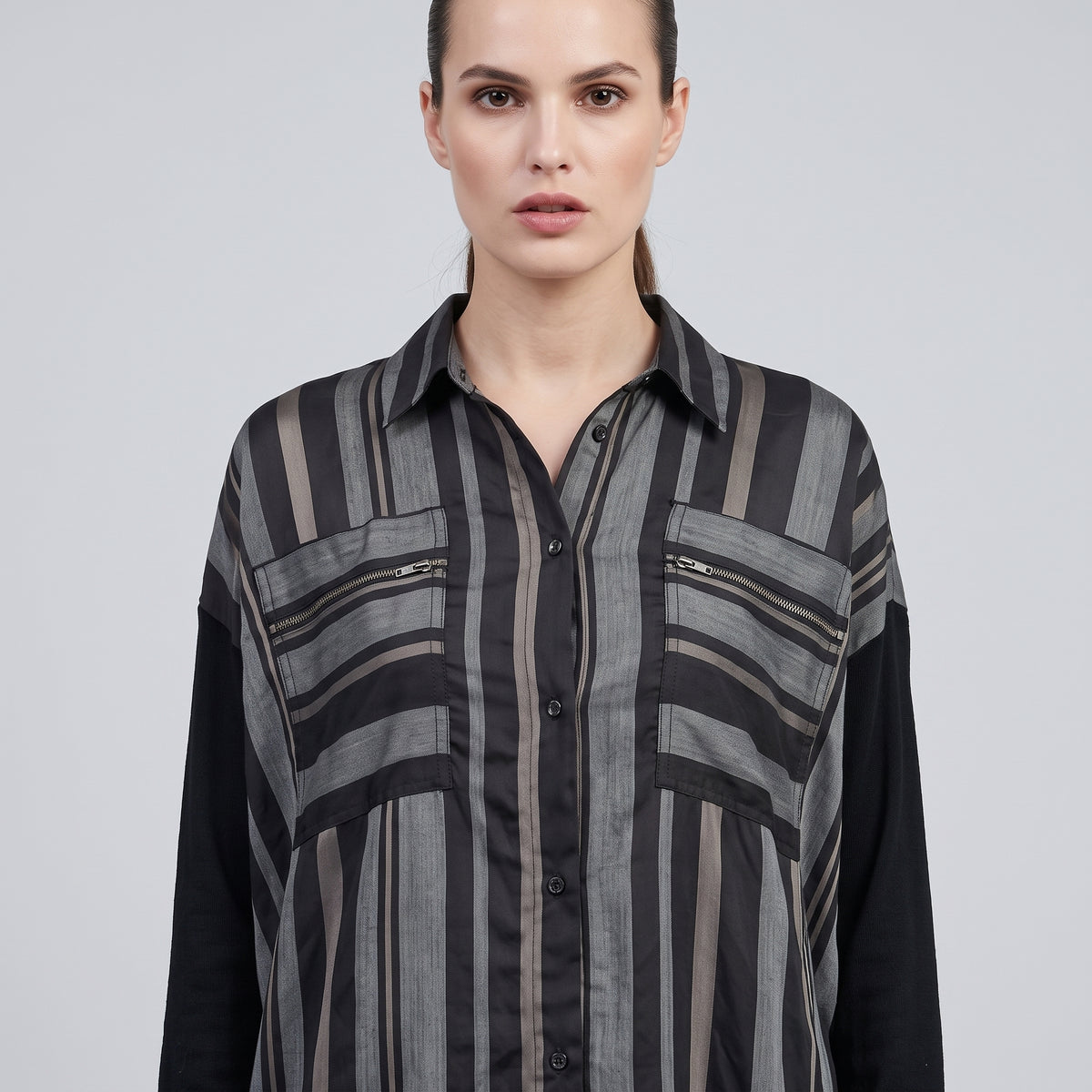 Striped Oversized Cotton Button-Down Shirt