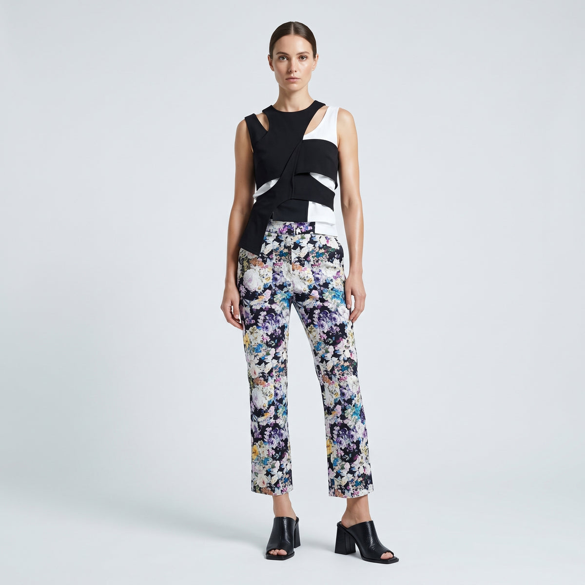 Floral Print Tailored Trousers