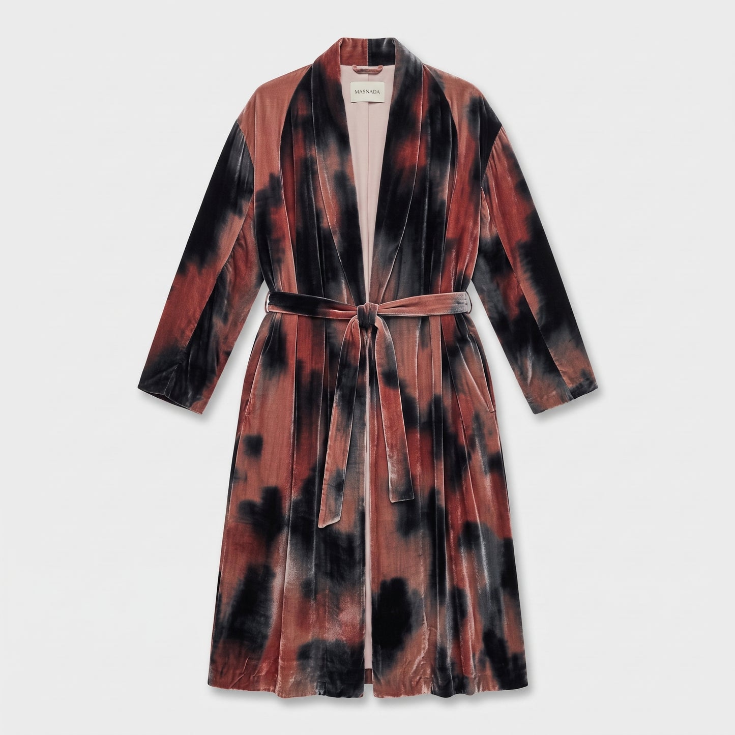 Tie-Dye Velvet Wrap Coat
