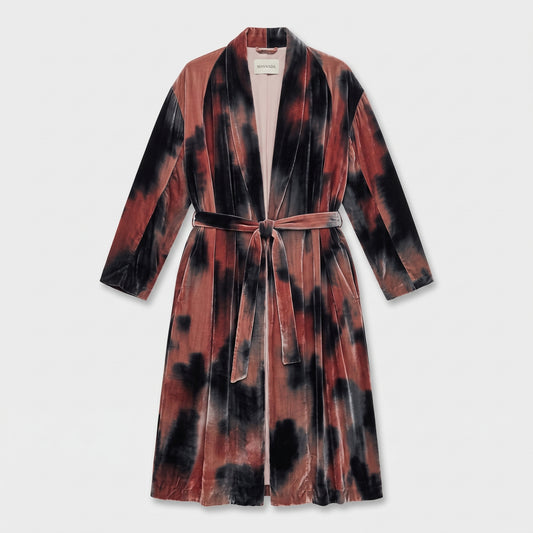 Tie-Dye Velvet Wrap Coat
