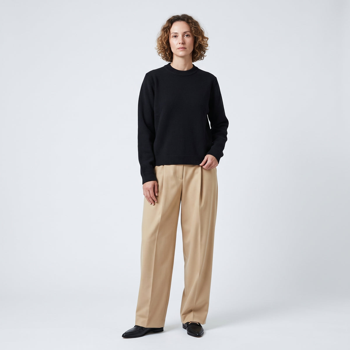 Classic Black Crewneck Knit Sweater
