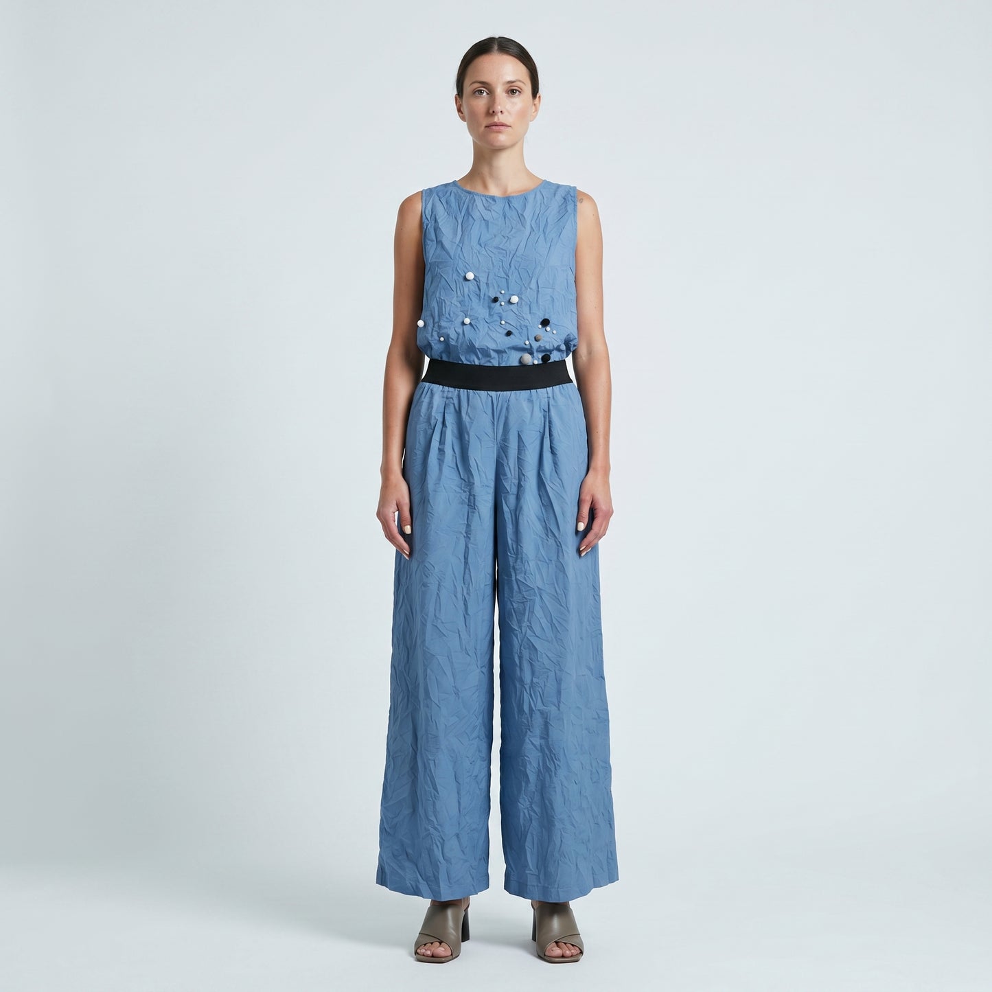 Crinkled Wide Leg Trousers