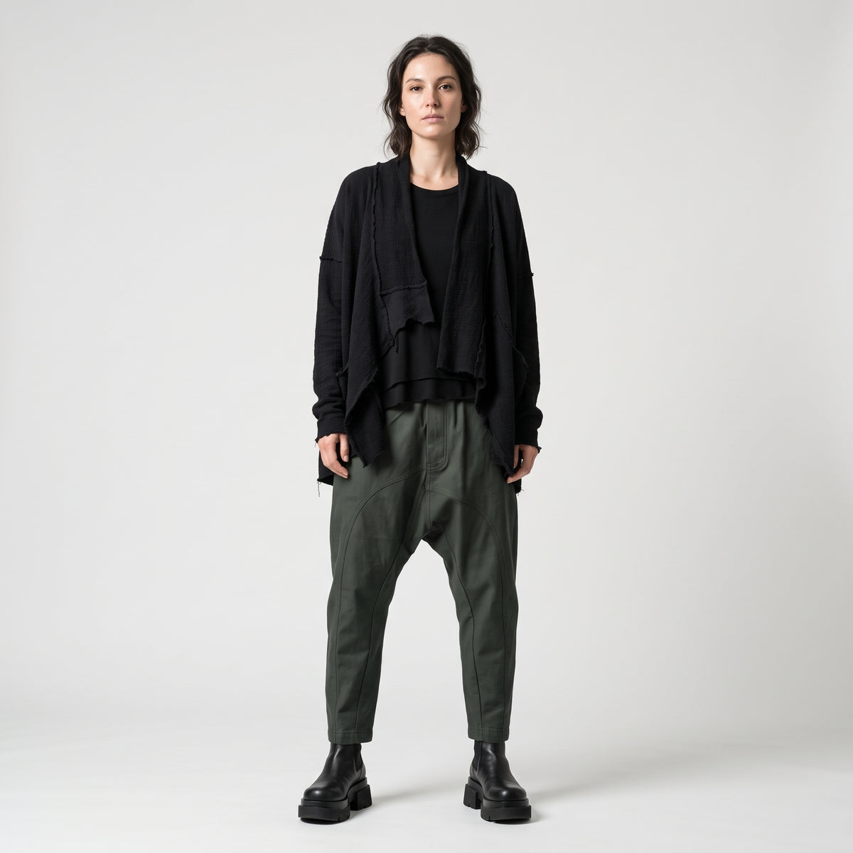 Dropped Crotch Drawstring Trousers