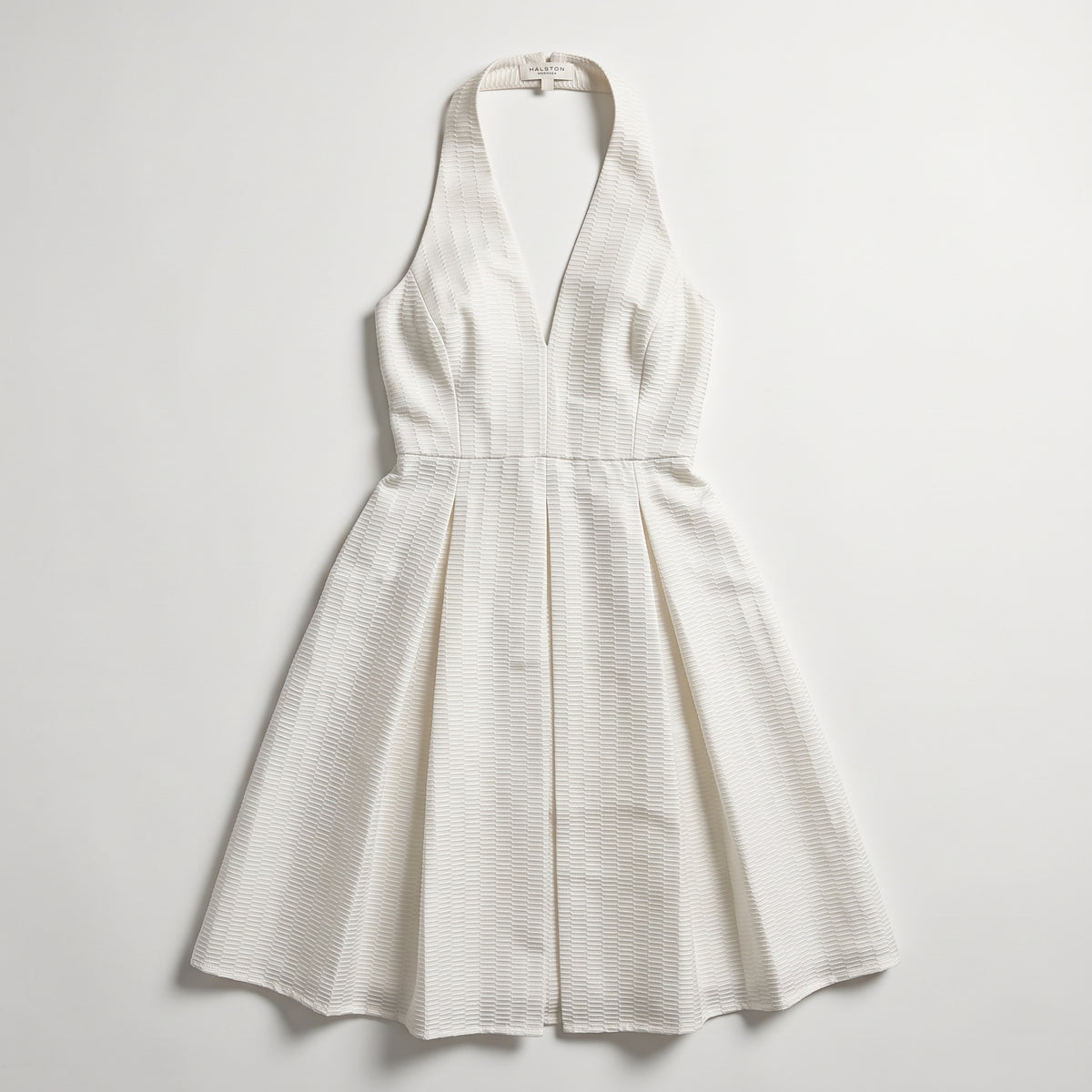 Textured White Halter Dress