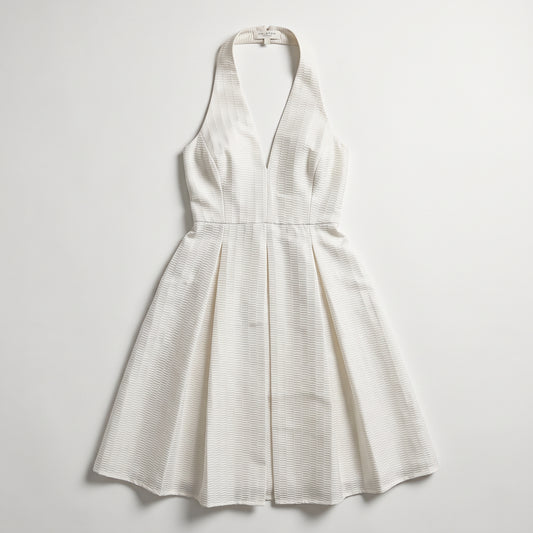Textured White Halter Dress
