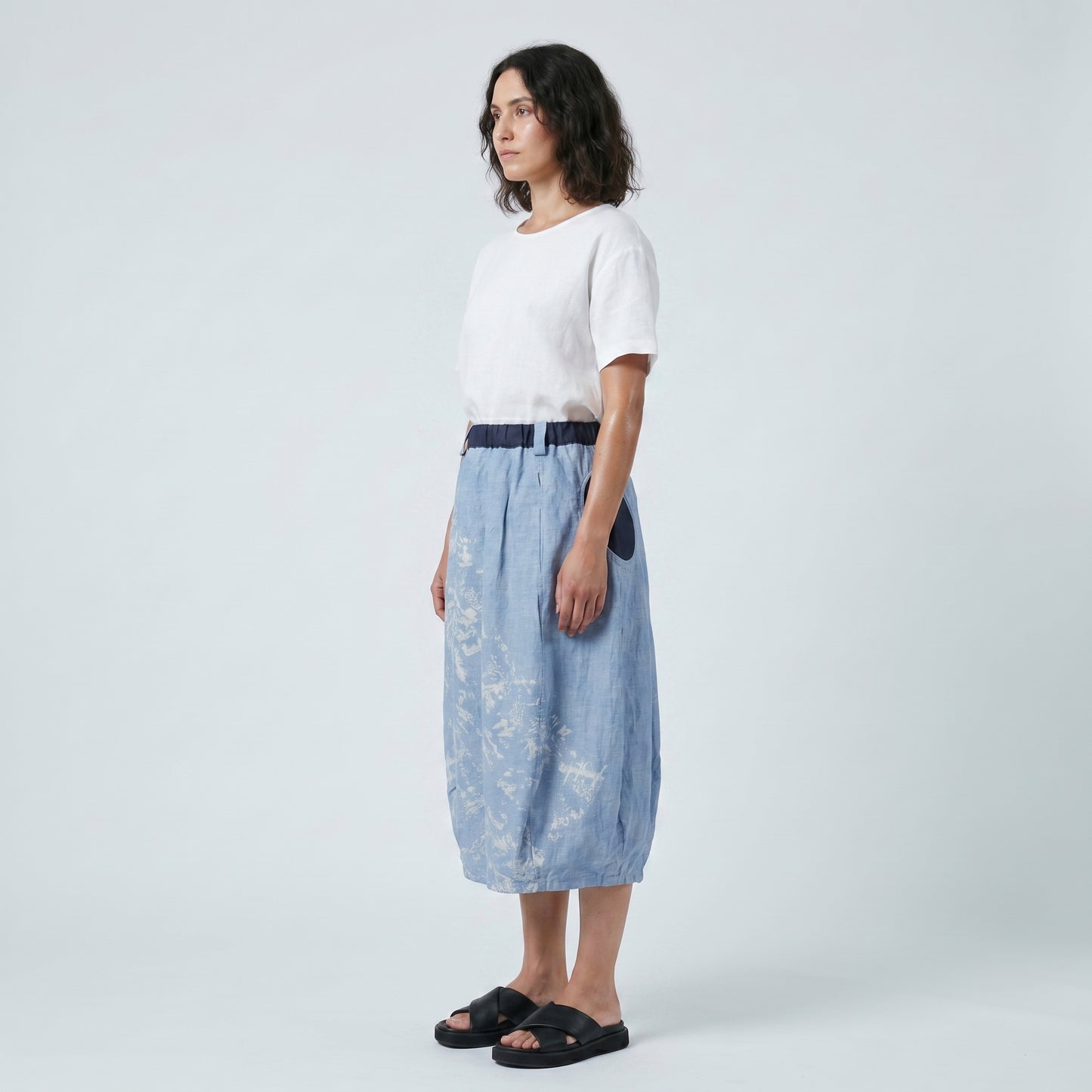 Abstract Print Balloon Midi Skirt