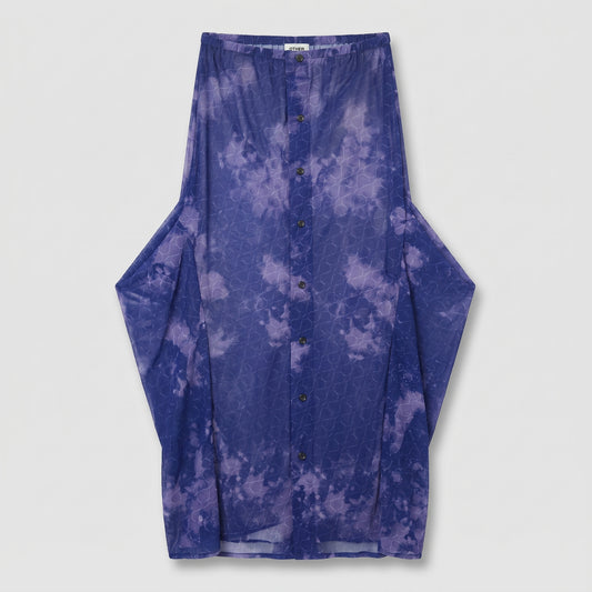 Strapless Blue Tie-Dye Dress
