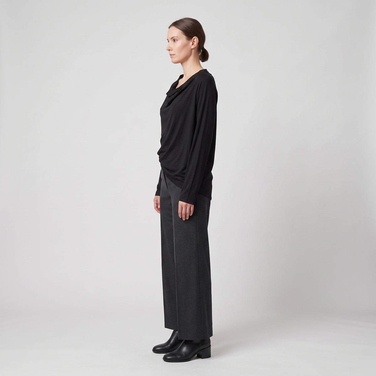 Elegant Black Cowl Neck Top