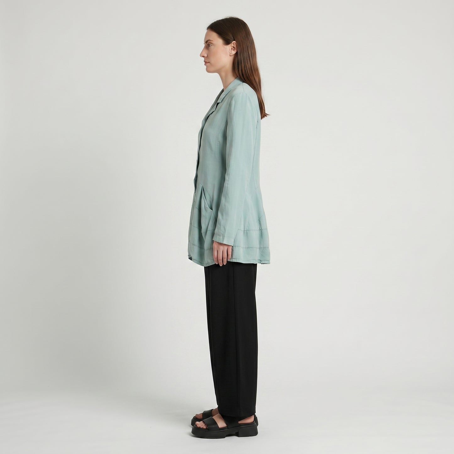 Flared Peplum Buttoned Jacket