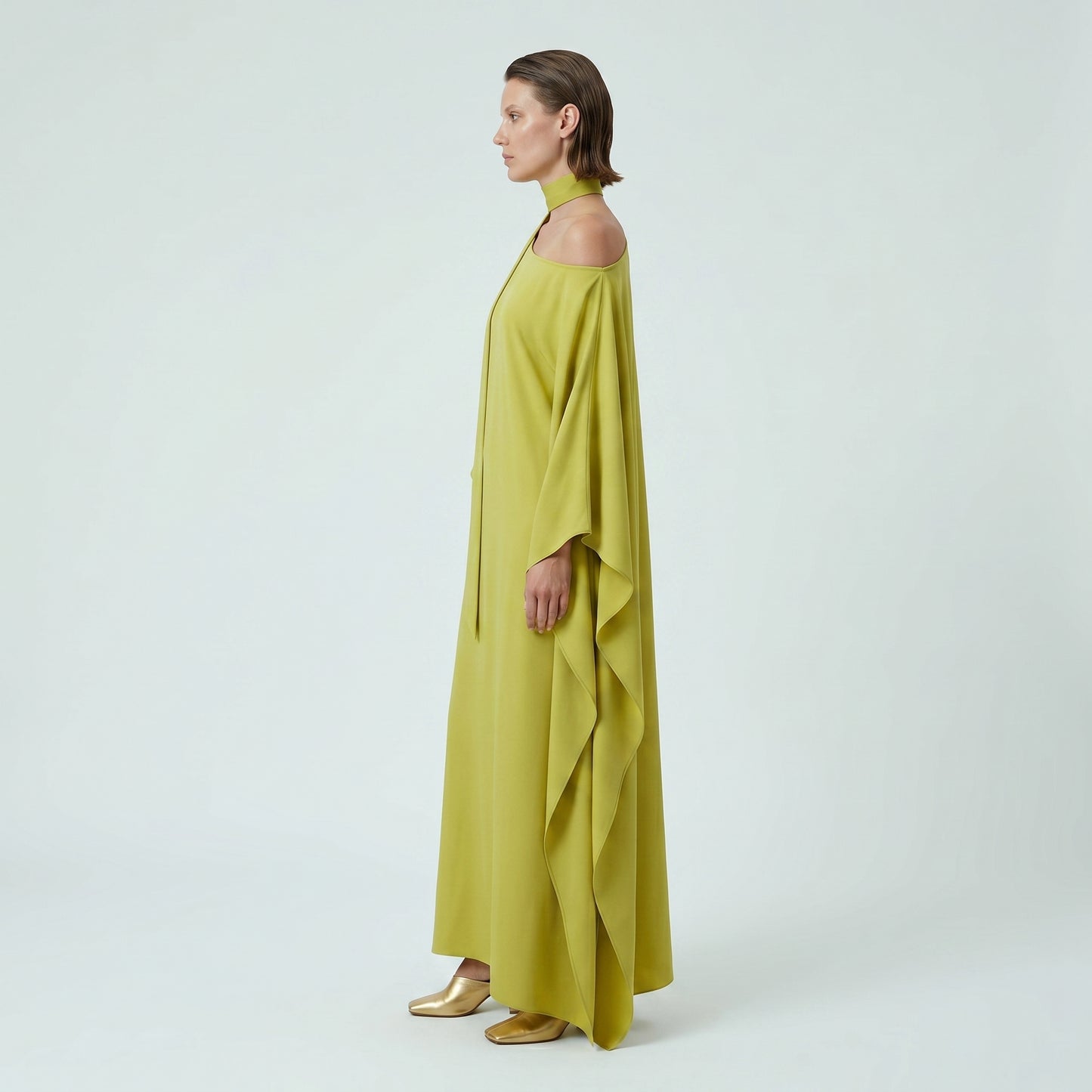 Asymmetric Crepe Kaftan Dress