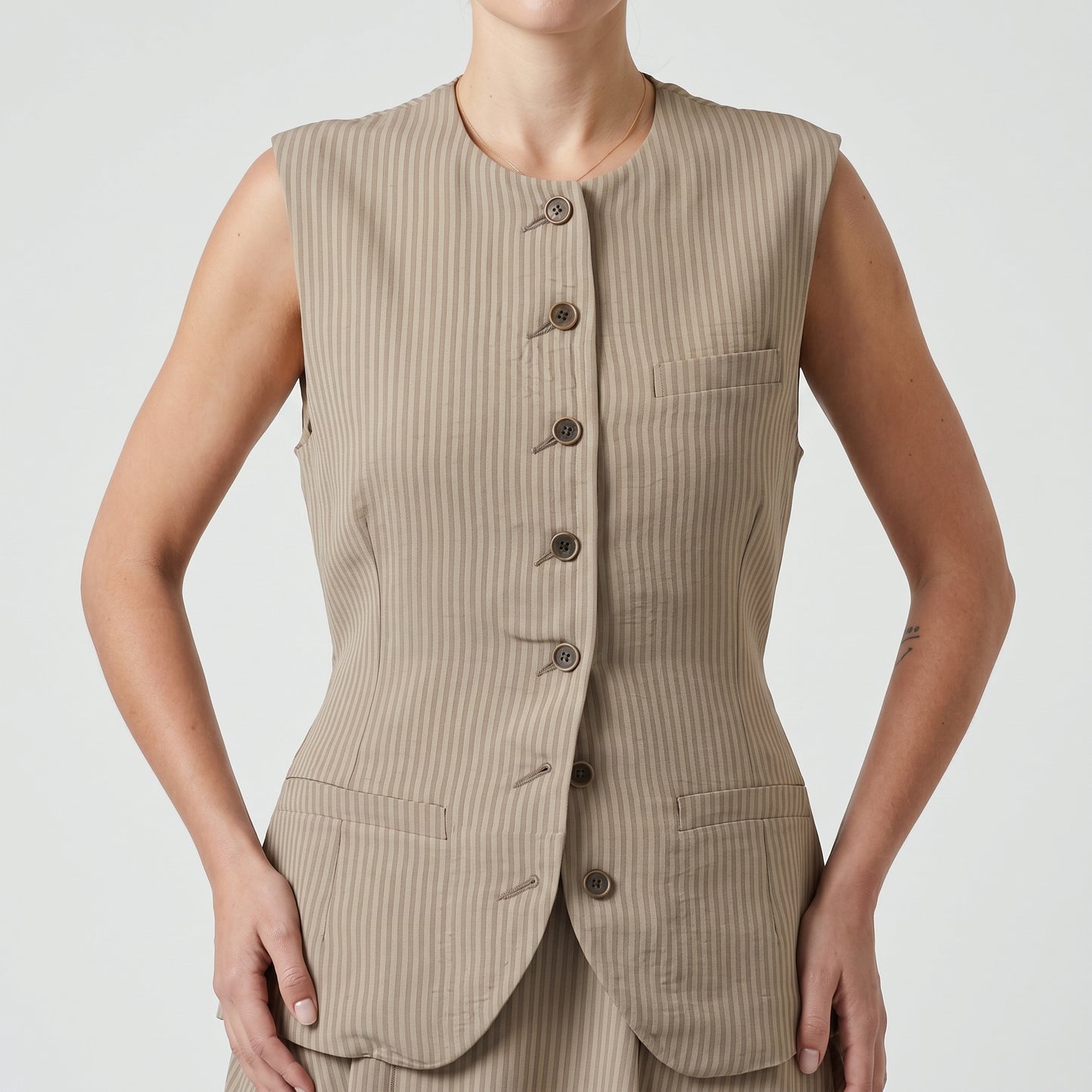 Tailored Pinstripe Asymmetrical Vest