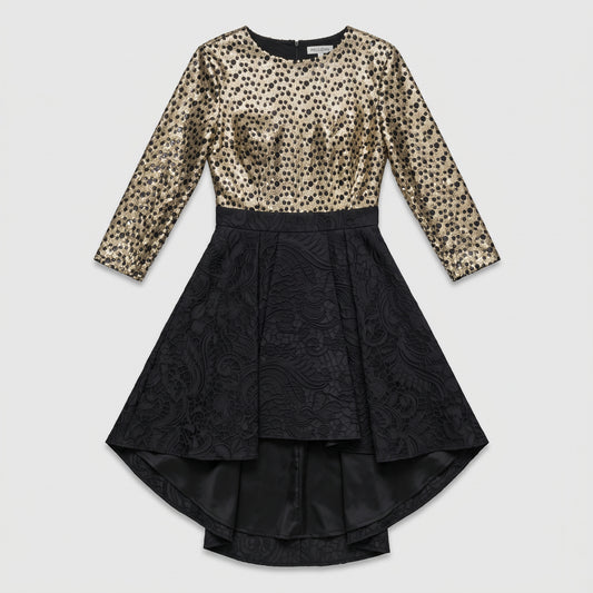 Sequin Bodice High-Low Dress