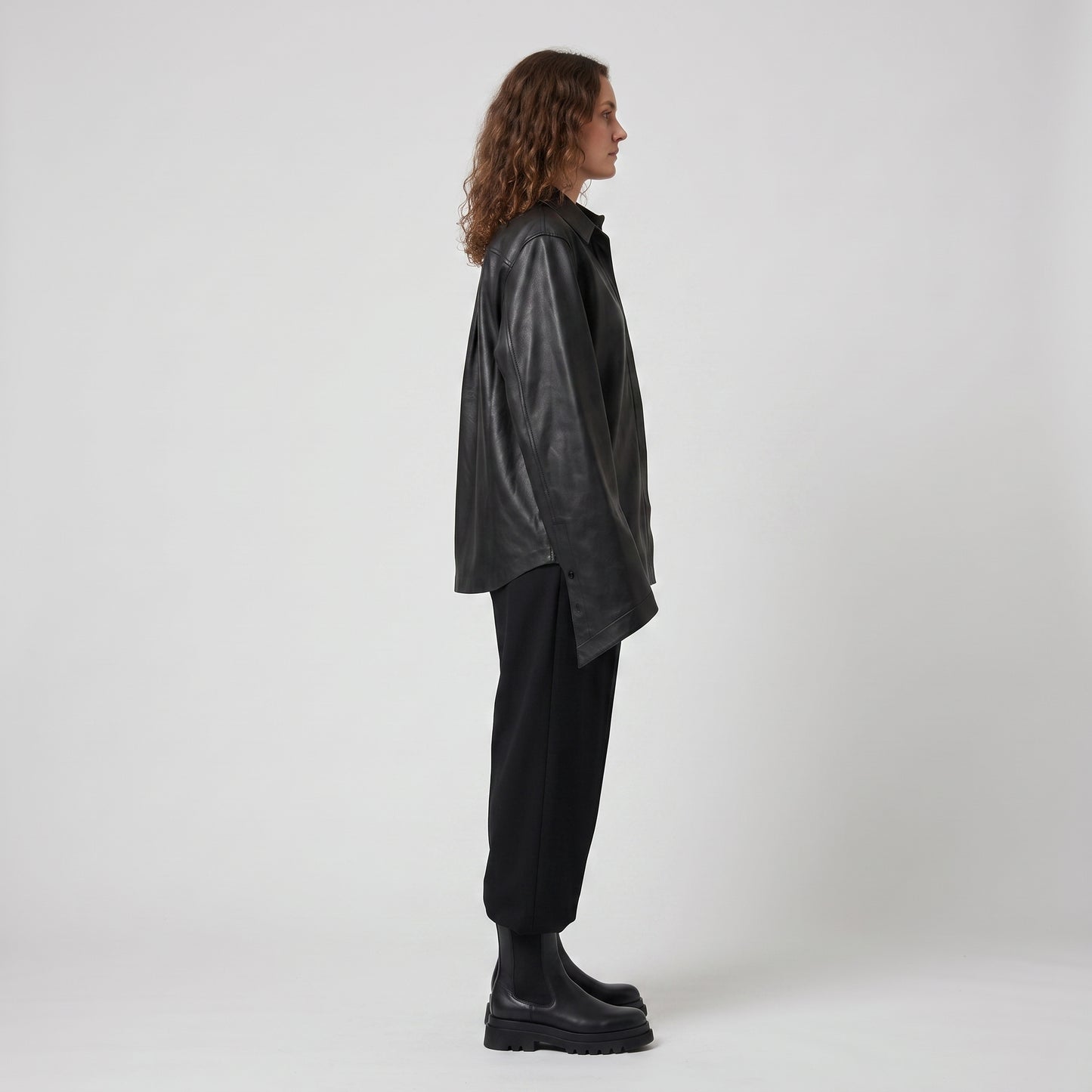 Minimalist Black Leather Shirt