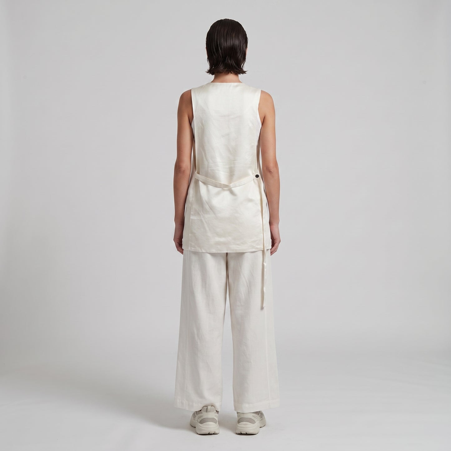 Tailored Cream Linen Vest