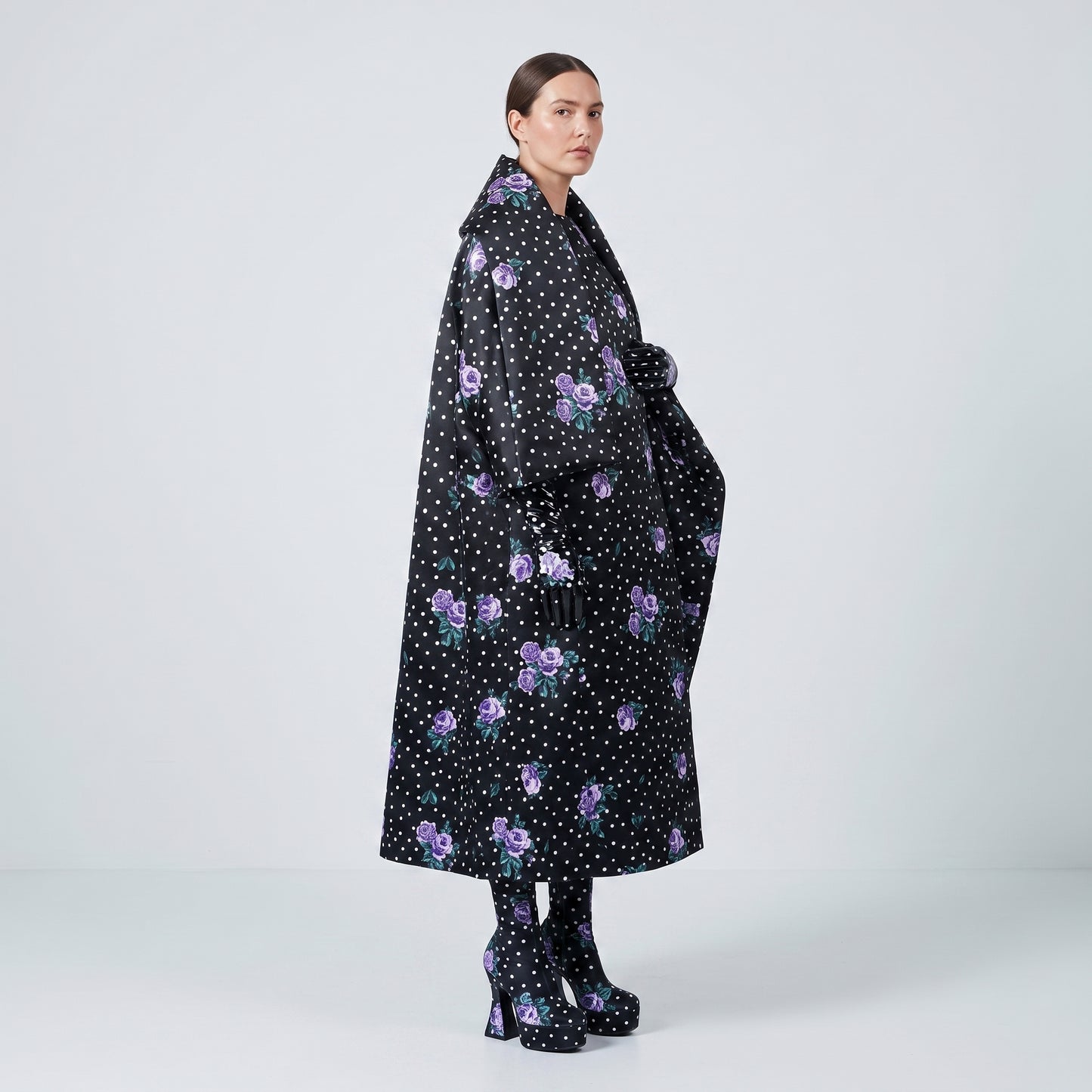 Floral Polka Dot Silk Coat
