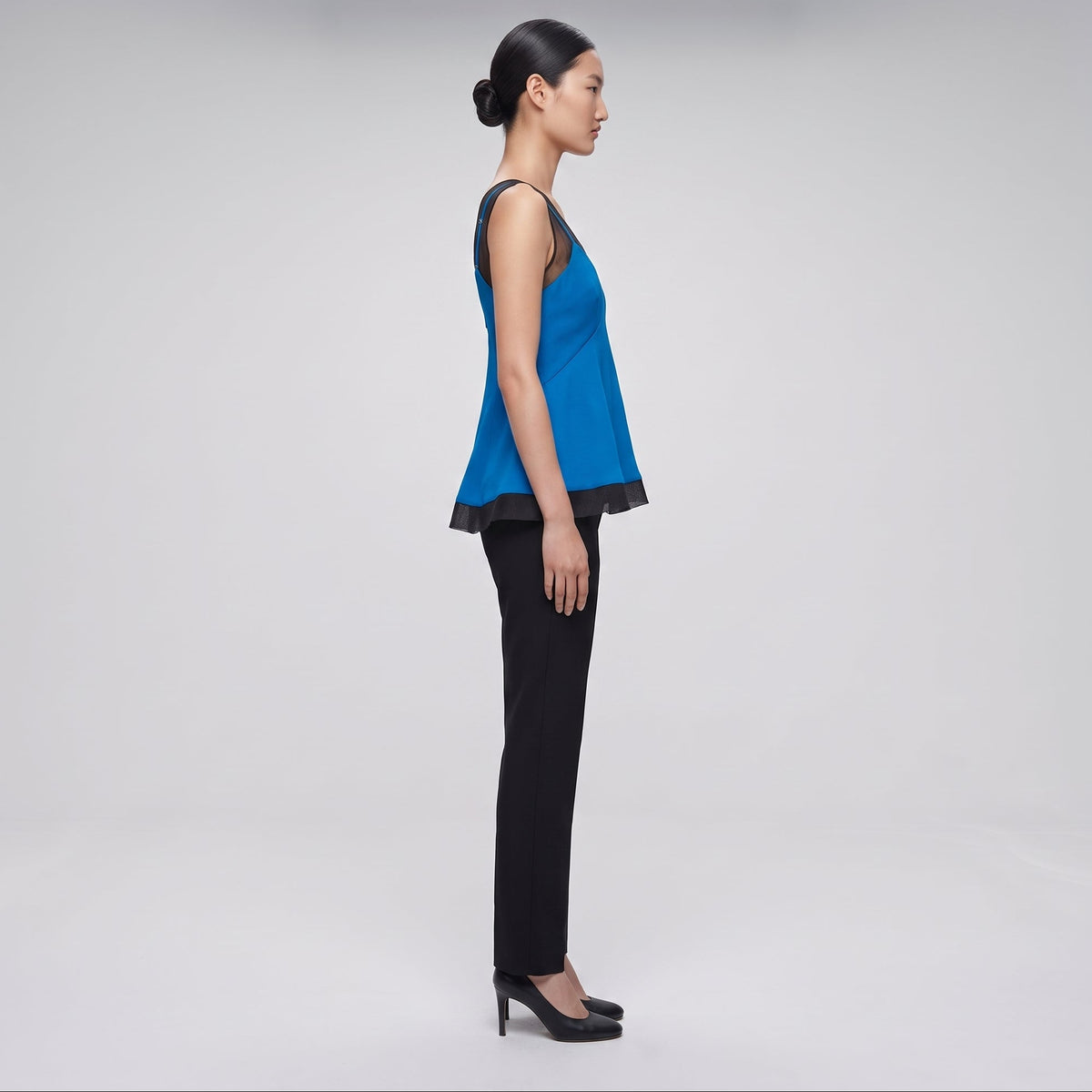 Blue Layered Mesh Tank Top