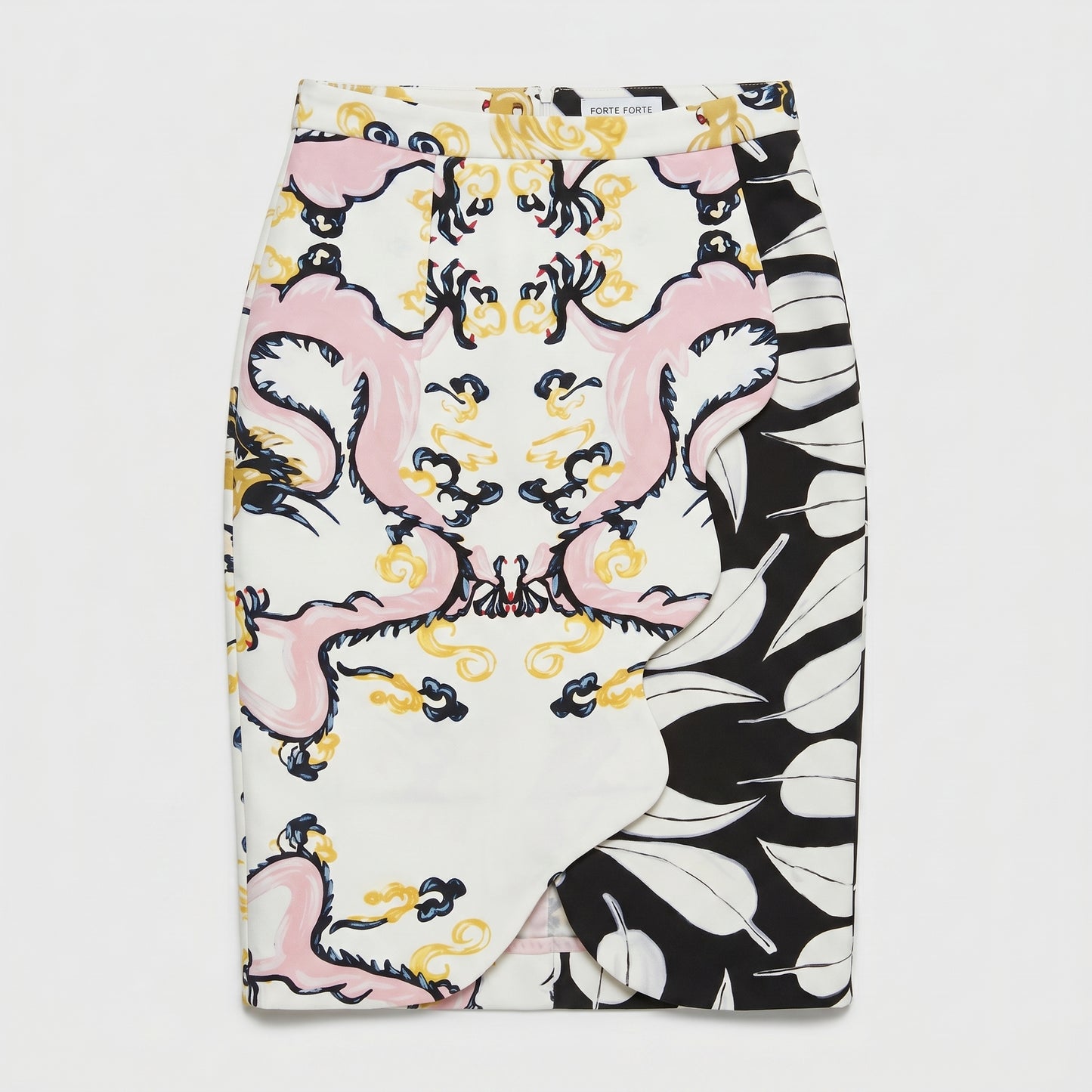 Abstract Print Asymmetric Pencil Skirt