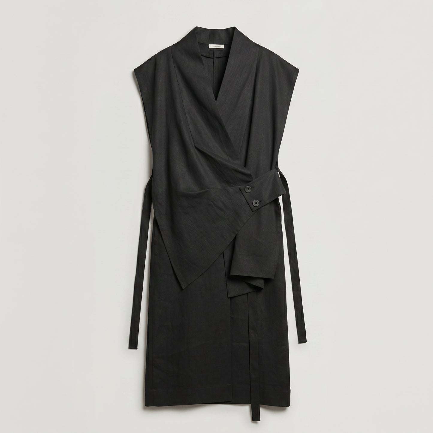 Tailored Asymmetric Linen Wrap Vest