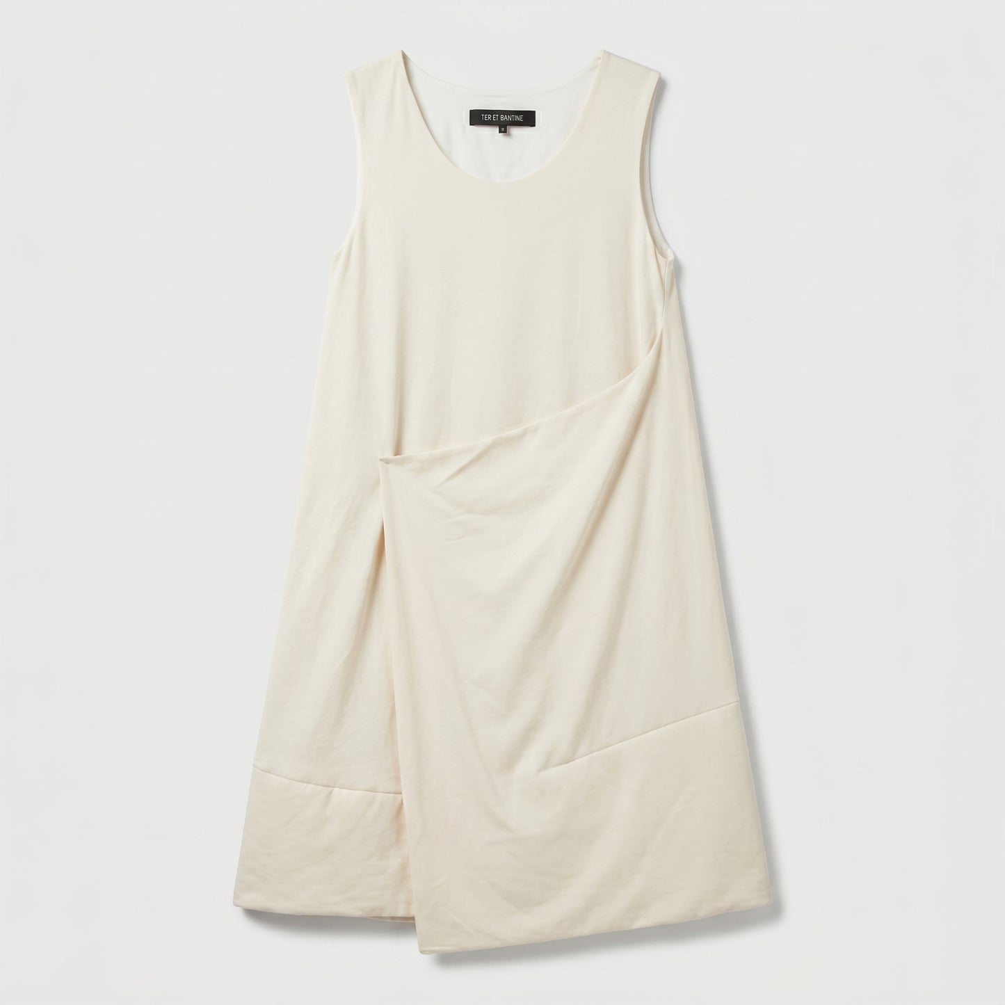 Asymmetric Sleeveless Cream Dress