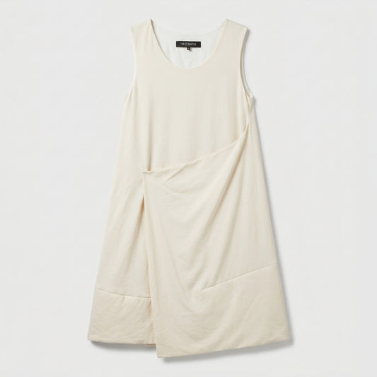 Asymmetric Sleeveless Cream Dress