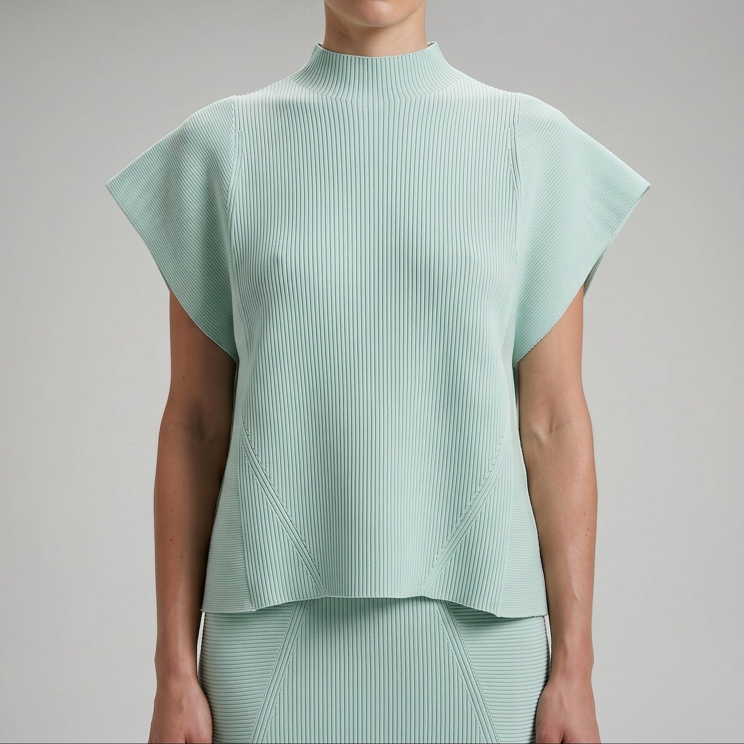 Ribbed Mock Neck Knit Top