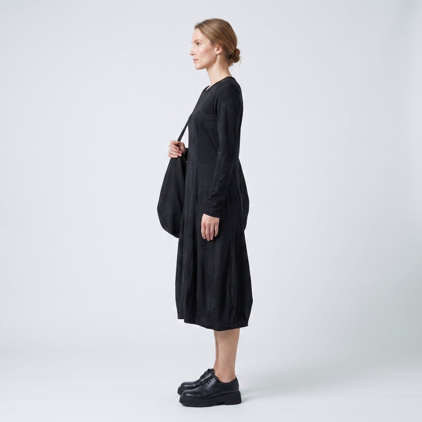 Textured Patterned Long Sleeve Dress
