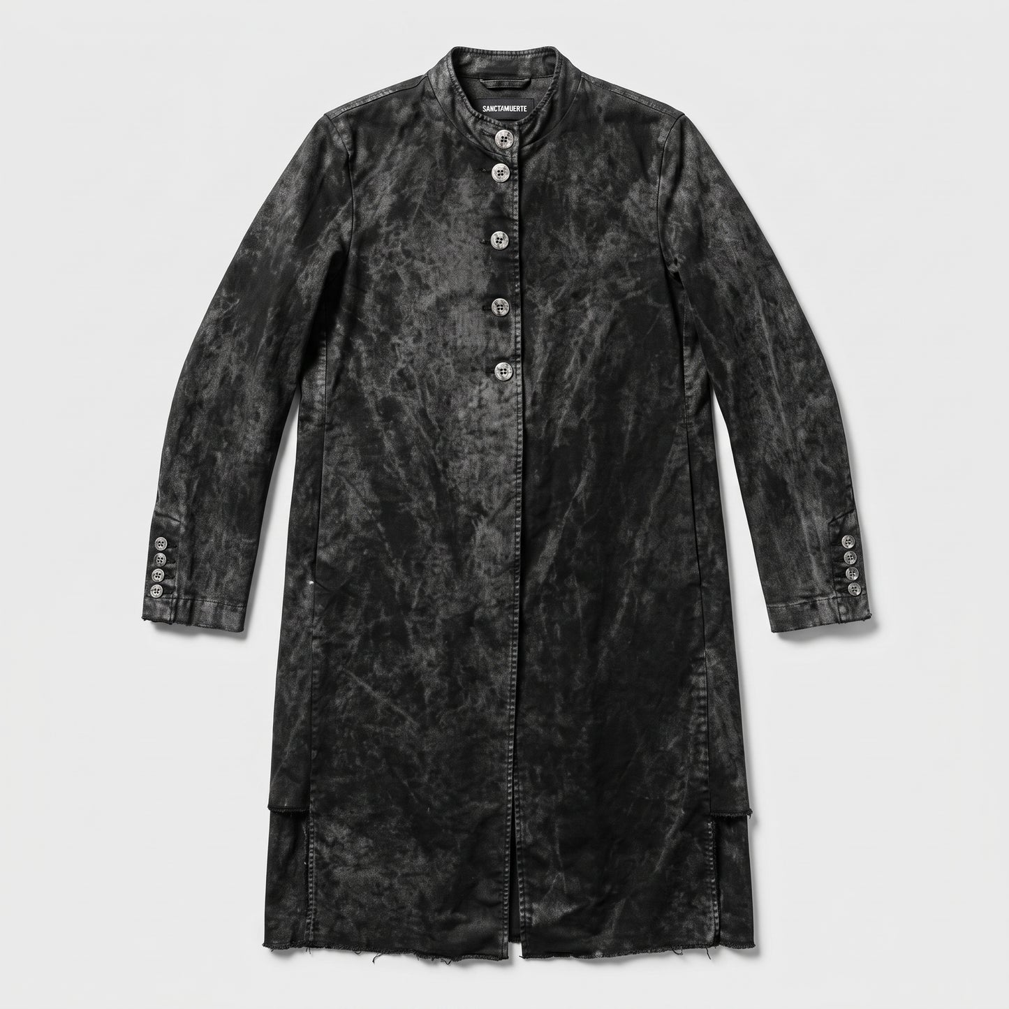 Distressed Washed Cotton Long Jacket