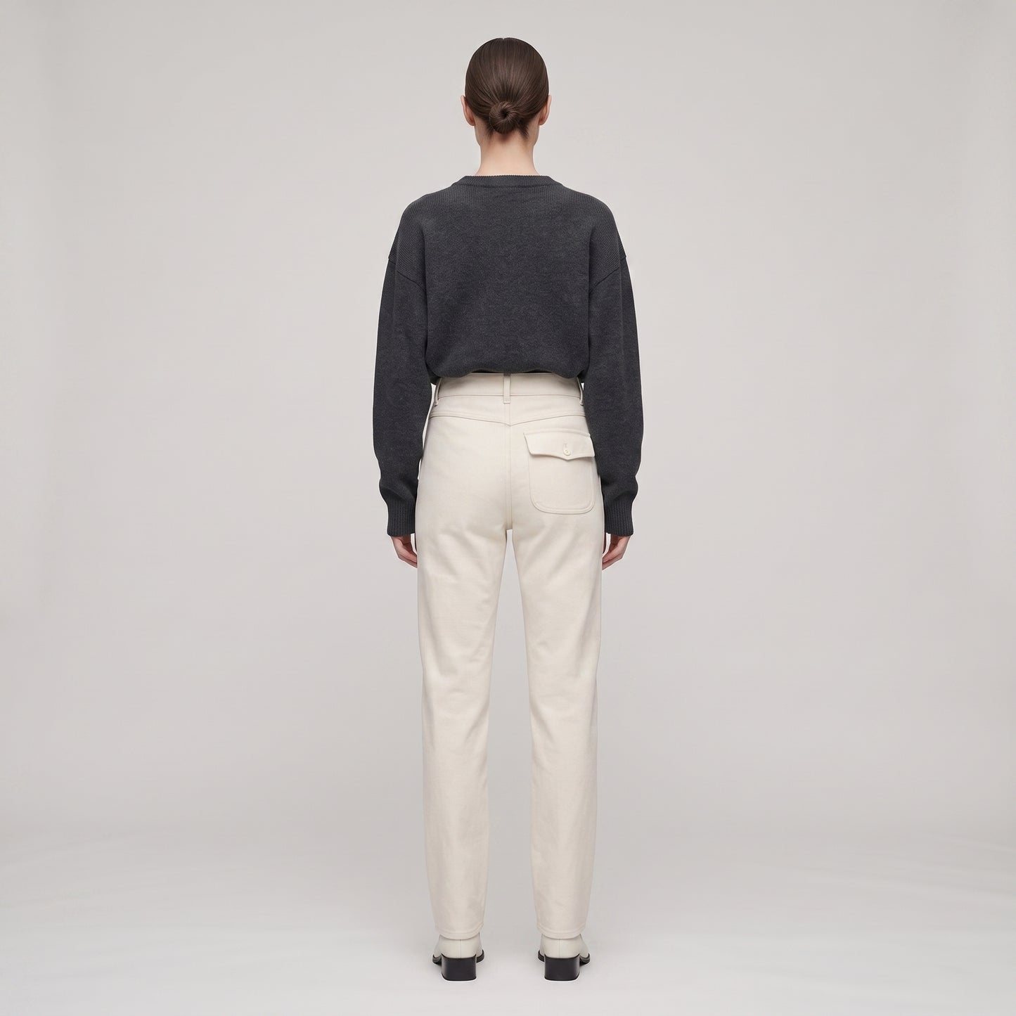 Tailored Off-White Cotton Trousers