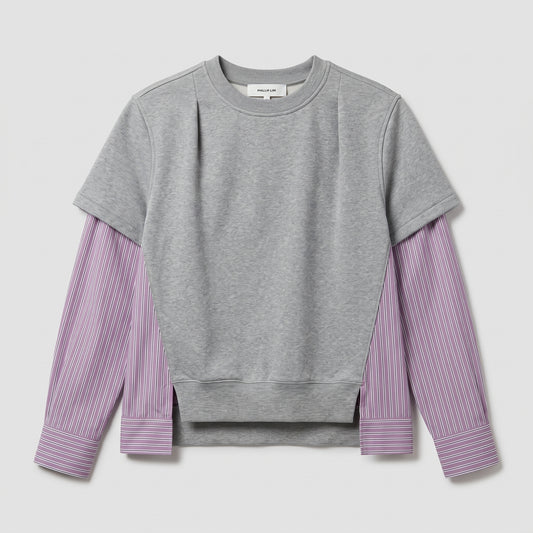 Layered Mixed Media Sweatshirt