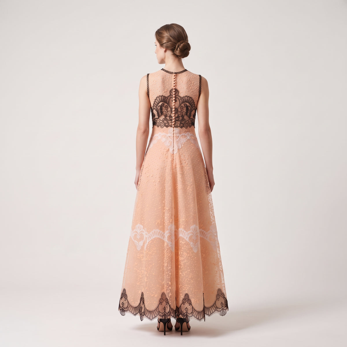 Embroidered Tulle Evening Gown