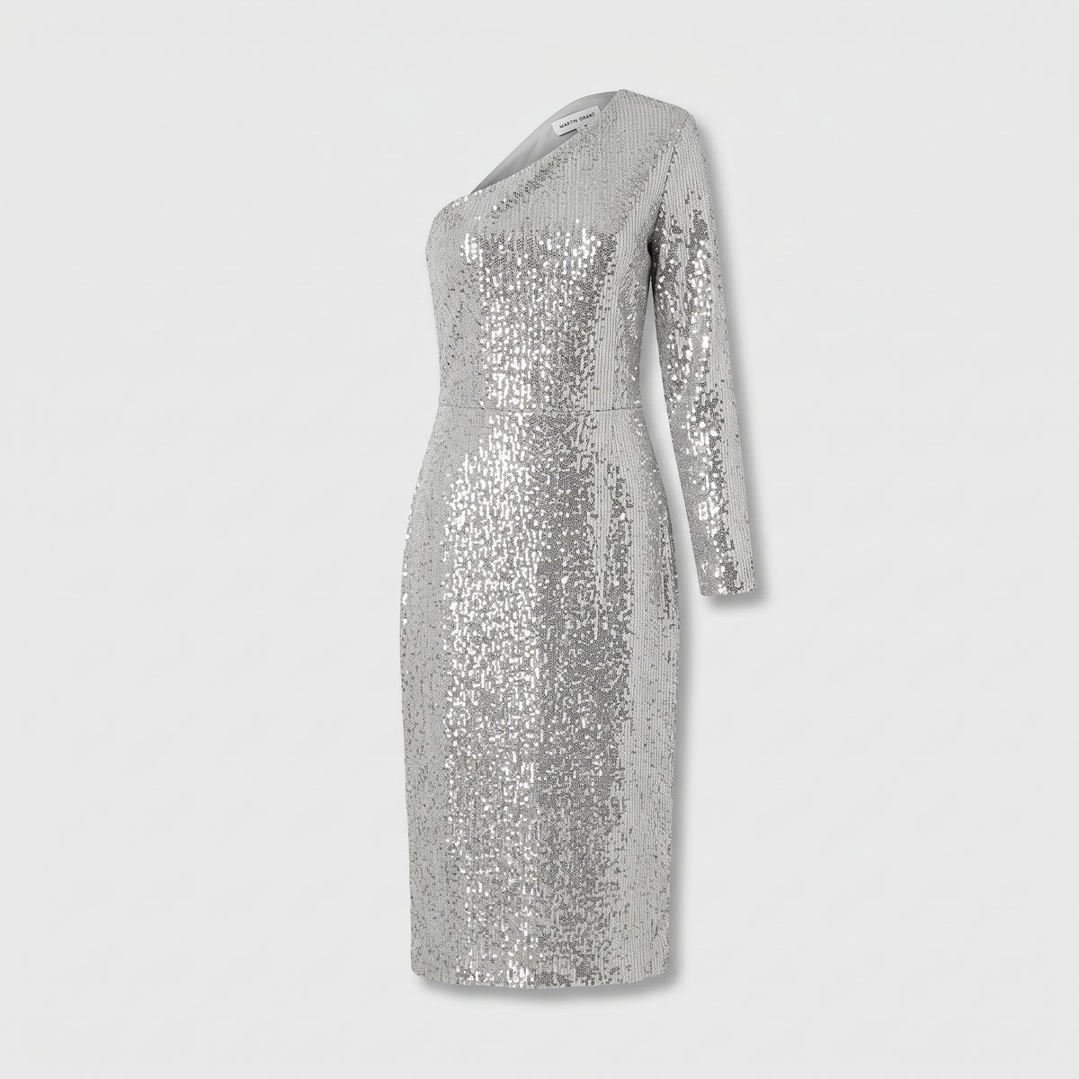 One-Shoulder Silver Sequin Dress