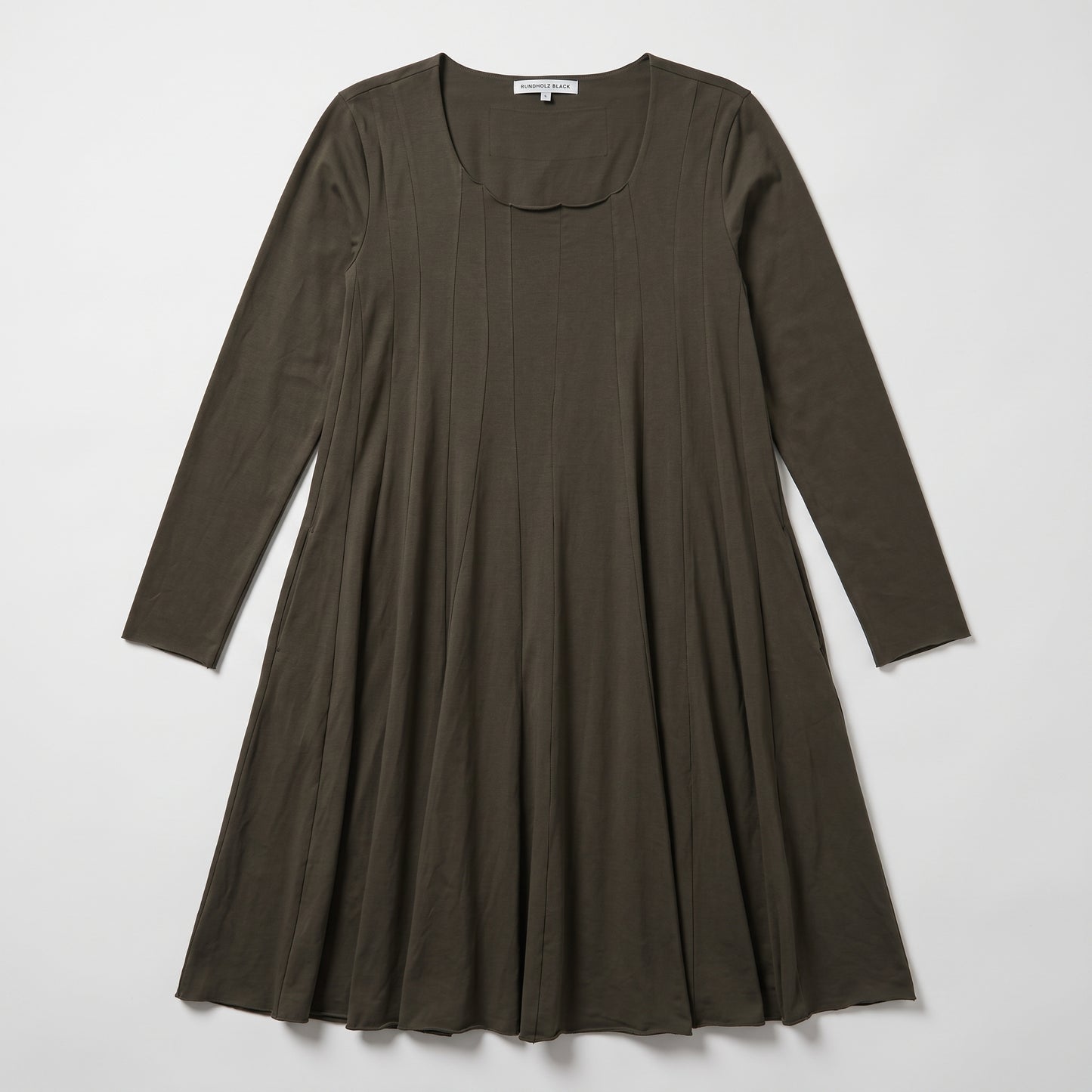 Paneled Long Sleeve Swing Dress