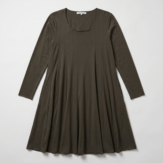 Paneled Long Sleeve Swing Dress