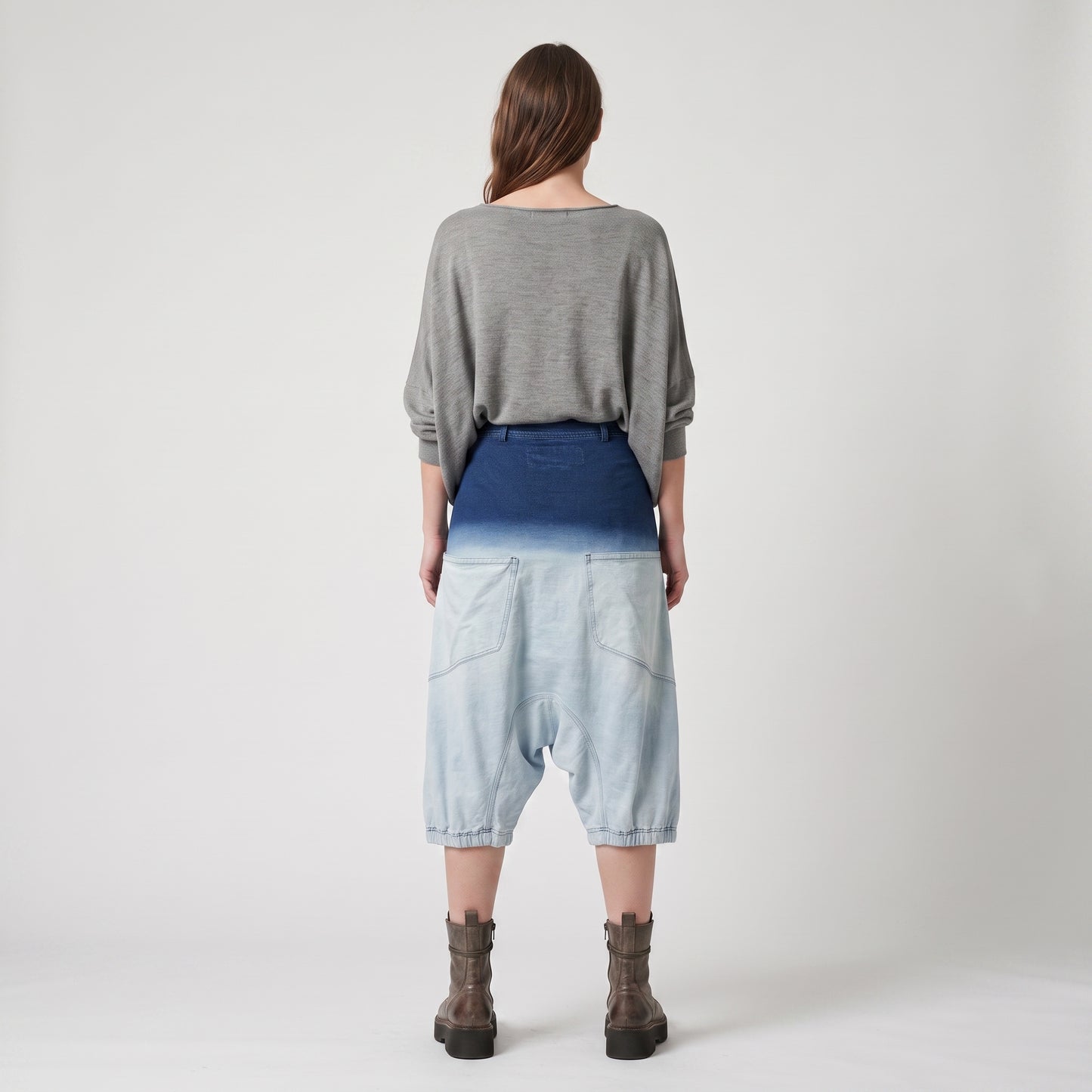 Ombre Dip-Dyed Drop Crotch Shorts