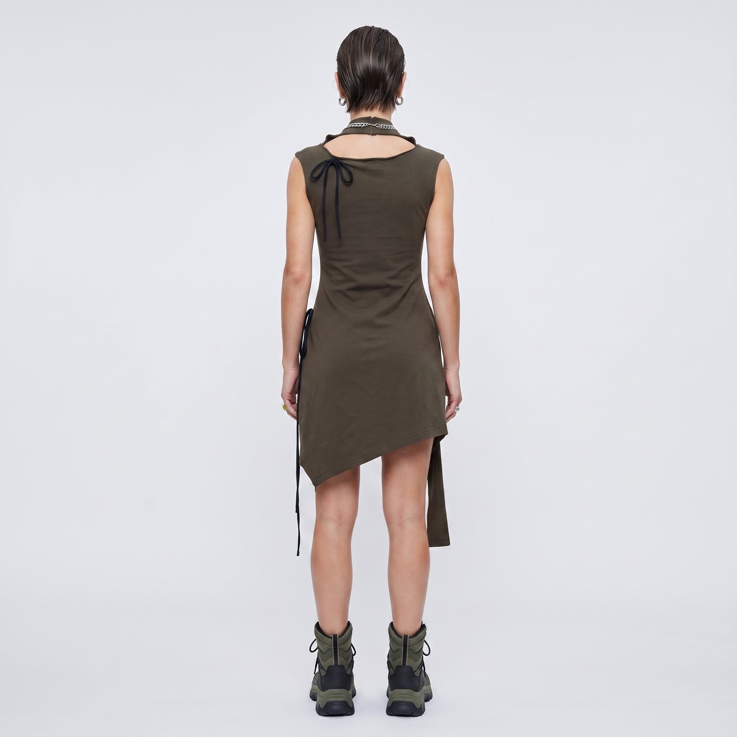Asymmetric Sleeveless Drawstring Top